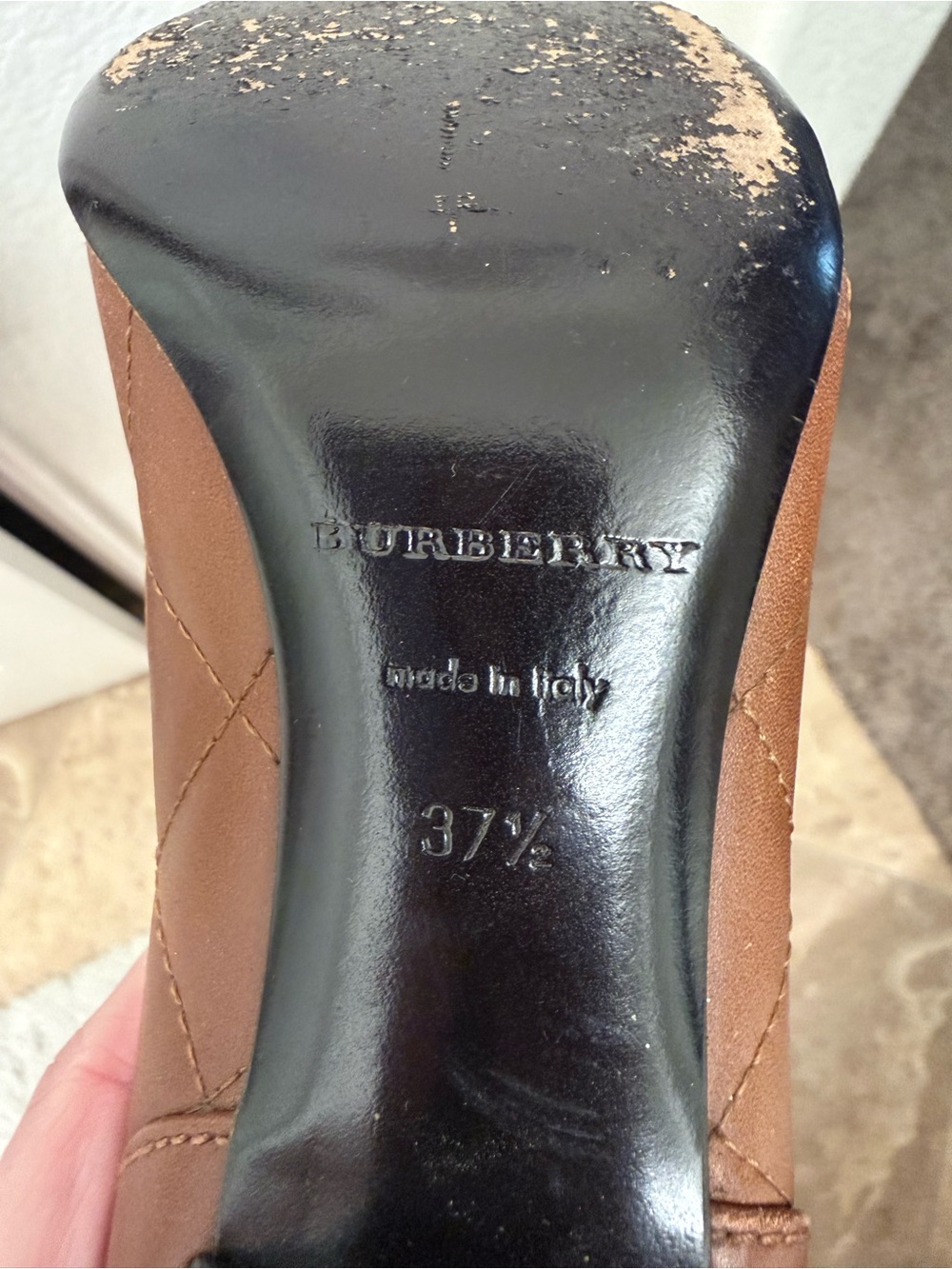 Burberry Chestnut Pointed Toe Leather Heels with Buckle - Picture 3 of 5